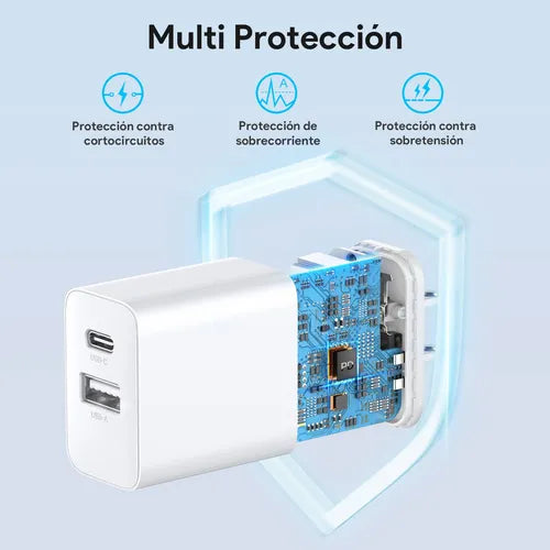 Cargador Doble USB y Tipo C Gar161 (20w)