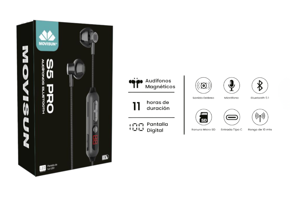 Audífonos Bluetooth S5 Pro Movisun